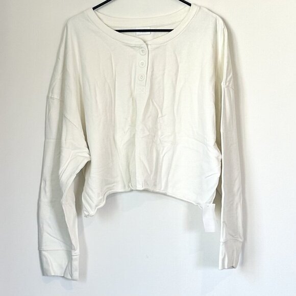 NWT Abound by Nordstrom White Cropped Long Sleeve Shirt - Size: 2X - Picture 1 of 7